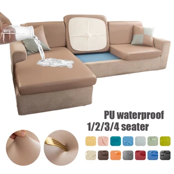 1/2/3/4 assento de couro PU impermeável sofá capa de almofada do sofá capa do assento encosto com capa de sofá de canto protetor chaselong cobre