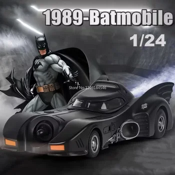 1/24 1989-Batmobile Carro De Brinquedo Modelo Fundido Simulação De Metal Do Veículo Com A Luz De Som Puxe A Função De Retorno De Decoração, Presentes De Aniversário