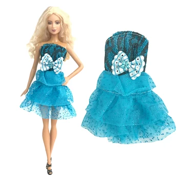 1 Pcs Super Bonito Bolo Vestido Com Laço Pequeno Vestido Que Brilha No Palco Para A Boneca Barbie 1/6 Boneca De Presente Acessórios