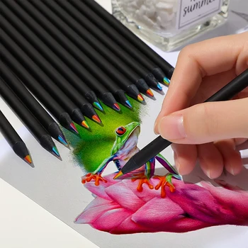 1Pc 7 Cores do Gradiente de arco-íris Lápis Jumbo-Lápis de cor Multicolorido Lápis para Desenho da Arte de Colorir Esboços Aleatória