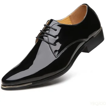 2022 Recém-Homens de Qualidade de Sapatos de Couro envernizado de Branco de Casamento Sapatos de Tamanho 38-48 de Couro Preto Macio Homem Vestido de Sapatos
