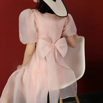 2022 verão a nova safra de Organza vestido de mulher com decote em v arco puff manga de vestido de festa vestido de baile