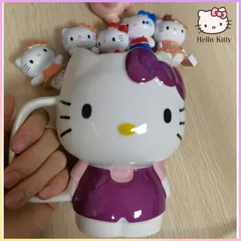 2023 Nova Hello Kitty Sanrio Pelúcia Kawaii Dos Desenhos Animados Bonitos Kt Laço Caneca De Cerâmica Anime Brinquedo De Pelúcia Para A Menina Brinquedos De Presente De Natal