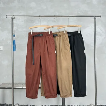 2023 Verão Novo Casual Calças dos Homens de Fino Harajuku Fashion Japonês Largas e Elástico na Cintura do sexo Masculino de Cor Sólida Calças Cargo