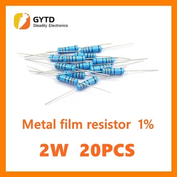 20pcs 2w de resistores de Filme de Metal De 1% de Cinco Anel de cor Resistor de Potência de 0,1 r~1m 1r 4.7 r 10r 47r 10r0 220r 470r 1k 2.2 k 10k 4.7 k 100 k Ohm
