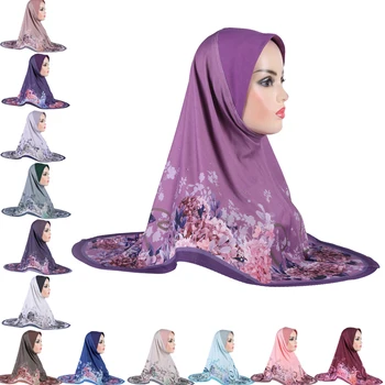 20pcs Mulheres Muçulmanas Hijab Impressão Amira Lenço de Cabeça, Enrole Turbante Véu Islâmico Puxe Prontos Para Vestir o Niqab Xale Caps