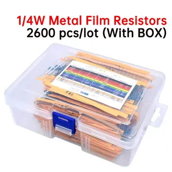 2600 pcs/lote 130 Valores de 1/4W 0,25 W 1% Resistências de Película Sortidas Pacote de Conjunto de Kit de Muitas Resistências Variedade de Kits de resistor Fixo