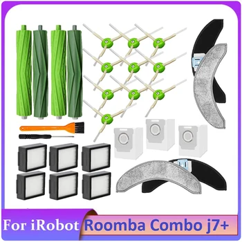 29PCS Peças de Reposição Kit de Peças Para a Irobot Roomba Combinação J7+ Aspirador de pó Robótico de Borracha Escovas de Filtros de Escovas Laterais Mop Sacos