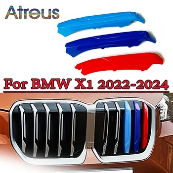 3pcs ABS BMW X1 2023 2024 S11 Corridas de carros de Grelha Tira de Guarnição Grill Clipe M de Desempenho Auto Acessórios