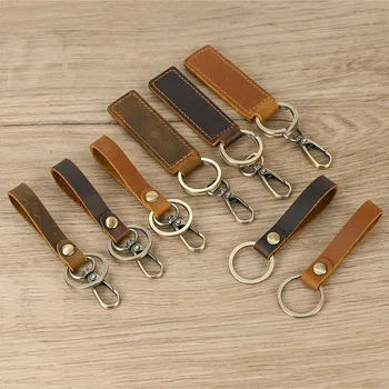 3pcs / monte couro Genuíno chaveiro para homens mulheres personalizado personalizado, chaveiro homens-chave de cadeia de acessórios de couro, porta-chaves