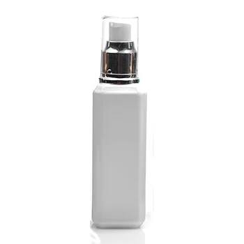 3pcs/pack 100ml de cor Branca em forma de Quadrado Reutilizável Squeeze PET plástico Portátil frasco de loção com Alumite cor de prata bomba