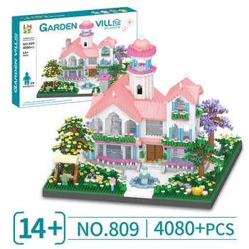 4080PCS Princesa Dream Villa de Construção do Castelo de Blocos de Rua da Cidade: Casa de Diamante Micro Tijolos Brinquedos de Presente de Aniversário para Menina