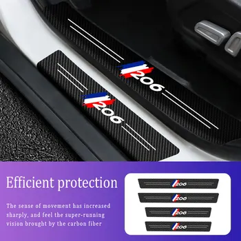 4Pcs Carro Adesivos Anti-risco Soleira da Porta Protetor Para Peugeot 206 2010-2021 Carro Limite de Proteção de Fibra de Carbono Carro Stylin