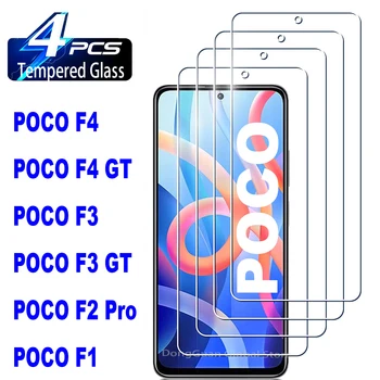 4Pcs de Vidro de Proteção Para a Poco X5 M4 F4 X3 Pro X3 NFC C40 C50 C65 Protetor de Tela Para Xiaomi Poco F3 GT Pro M3 X4 Pro 5G de Vidro