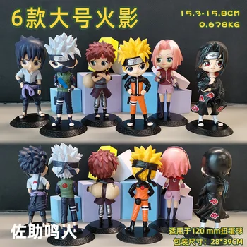 6Pcs Q Versão Boneca Modelo de Naruto Anime Menina de Haruno Sakura, Kakashi, Estatuetas, Decoração, Brinquedos de Presente