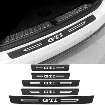A Fibra de carbono Porta do Carro Limite de Protetor de Adesivos Para VW GTI Logotipo 2023 GTD Auto de Trás do Tronco Peitoril pára-choques Guarda Tiras Acessórios