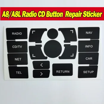 Adesivos de carros CD Multimídia de Rádio de Áudio Botão de Reparação de Decalques Adesivos Acessórios Para Audi A8 2004-2010