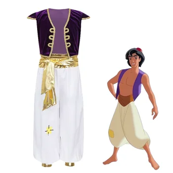 Aladdin Trajes de Crianças Meninos Arabian Prince Aladdin Cosplay Traje Colete Calças Definido para as Crianças a Festa de Halloween Roupas