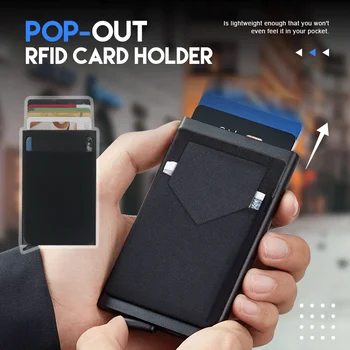 Alumínio Titular do Cartão RFID Titular do Cartão de Crédito Pop-up Automático Banco, Caixa de Cartão Inteligente de Liberação Rápida Mulheres da Carteira de Mini Carro do Pacote
