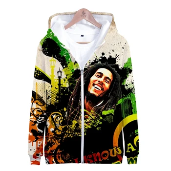 Bob Marley Impressos em 3D Zíper Capuz Homens/Mulheres de Moda Casual Camisa com Capuz Homens Mangas Longas Camisolas de grandes dimensões de Roupas Unissex