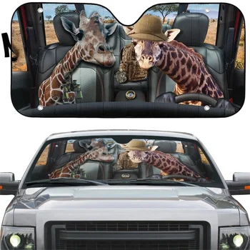 Bonito Girafa Impressão Carro da Frente pára-brisa, pára-Sol Universal dos Auto Acessórios, Protetor de Vento Cobre Refletor Anti-UV óculos de Sol
