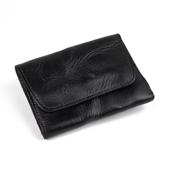 Camada superior de couro de couro curtido vegetal cartão criativo bolsa carteira Retro feita de idade minimalista carteira de motorista