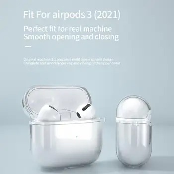 Capa protetora Para Apple Airpods 3 compatíveis com Bluetooth, Fone de ouvido sem Fio Transparente do PC TPU Rígido Casos Para AirPods Casos