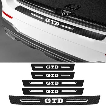 Carro Soleira da Porta Etiquetas de Fibra de Carbono, Proteção Anti-risco Tampa para VW GTD Logotipo 2023 Tronco de Borda de Chinelo da Porta da Placa do Pedal Tiras