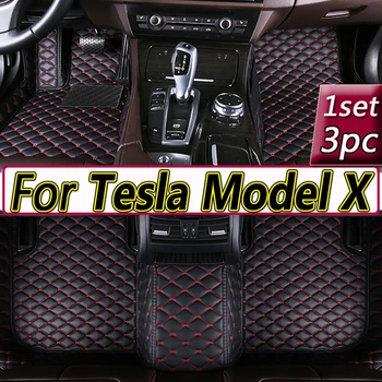 Carro Tapetes em Carpete Para o Tesla Model X 2016~2022 6 Lugares Anti-suja, Tapete Conjunto De Tesla Model X Accessoires 2022 Acessórios do Carro