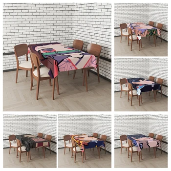 Casa de toalhas para mesas de jantar Anime decoração e mesa retangular de acessórios de pano impermeável, Anti-mancha toalha de mesa