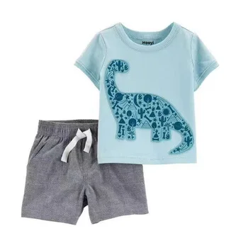 Dinossauro Bebê, Roupas de Criança Roupas de Algodão Meninos T-Shirt + Calça de 2-peças do Vestuário Terno Criança Roupa 6 9 12 18 24 Meses