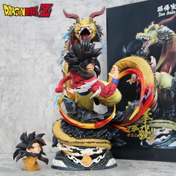 Dragon Ball Figura 45 cm de Double Dragon Fist Son Goku Ssj4 Figuras de Ação Pvc Anime Estátua de Coleta de Modelo de Boneca de Presente de Brinquedo