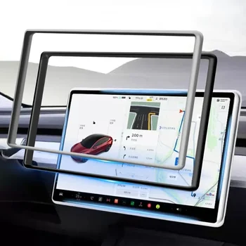 Ecrã De Navegação Capa Protetora De Silicone Ecrã De Visualização De Imagem Protetor De Borda Central De Controle De Protetor Para O Tesla Model 3/Y