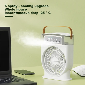 Elétrico de Umidificação do Ventilador de Baixo Ruído USB/TIPO C Tipo de Carregamento de Ar Condicionado Ventilador de 5 Furos de Névoa de Ar mais frio Secretária de Ar do Ventilador de Resfriamento