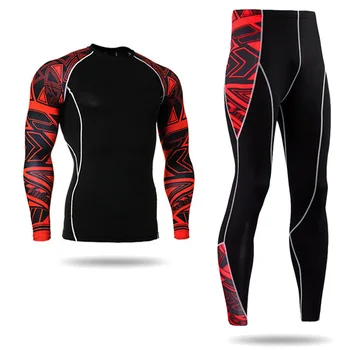 Executar o Conjunto de Esportes dos Homens de Cueca Compressão Sportswear Rashgarda MMA T-shirt + Calça 2 peça Treino de Pesca de Proteção solar