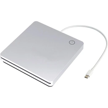 Externo USB C unidade de CD Unidade de DVD,Tipo Portátil-C Smart Botão de Contato Slot De CD Gravador de DVD Leitor de Escritor Para a área de Trabalho(Prata)