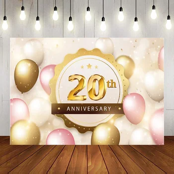 Feliz 20º Aniversário do Partido Fotografia pano de Fundo do Banner Decorações de Ouro cor-de-Rosa de Fundo do Cartaz Balão Princesa