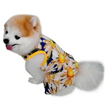 Filhote De Cachorro Vestido Floral Impressão Cão Vestido De Verão Pequeno Cão Princesa Cosplay Fantasia