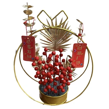 Flor Artificial No Cesto de Decoração Interior Lindo Enfeite de Mesa para o Tradicional Feriado de Ano Novo Chinês Decoração