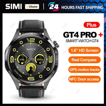 GT4 Pro+ Smart Watch Homens Mulheres Assista GT4 Chamada Bluetooth GPS, NFC Bússola frequência Cardíaca Pressão Arterial Smartwatch para Android IOS Novo