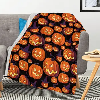 Halloween Jogar Cobertor Lanternas de Abóboras com Sofá-Cama, Sofá, Cadeira ou Dormitório Super Macio, Leve King Queen Size Doces de Milho