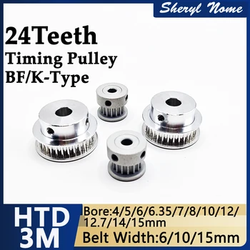 HTD3M de temporização síncrona roda impressora 3D acessório 24 dentes BF/tipo K tipo de largura de banda 6/10/15mm furo de 5mm/6mm/7mm