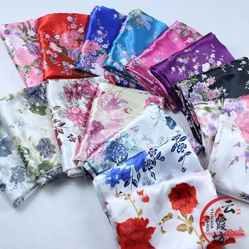 Impresso Tecido Cetim Por Metro para Vestidos de Cheongsam Diy Hanfu de Costura, Flores de Pano de Brocado Fina de Verão Cortina Opaca de Têxteis