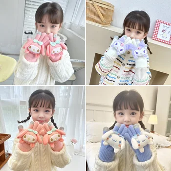 Kawaii Kuromis para Crianças de Inverno, Luvas de Cinnamorolls Engrossado Para se Manter Aquecido Aluno Adulto, as Meninas de Cinco dedos Luvas de Meninas Dom