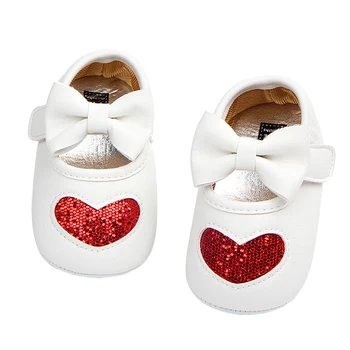 Meninas Do Bebê Mary Jane, Flats, Antiderrapante Coração De Lantejoulas Vestido De Princesa Sapatos De Bebê Berço Sapatos
