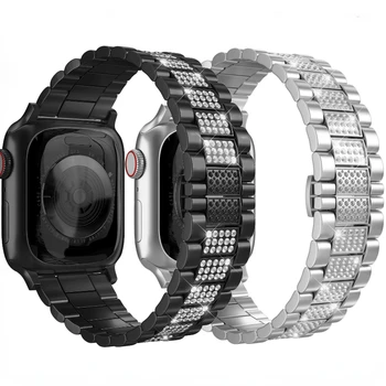 Metal do Diamante, alça Para Apple relógio Ultra 49mm 8 7 45mm 41mm de Luxo Bracelete Pulseira Para iWatch 6 5 4 3 SE 44mm 40mm 42mm correia