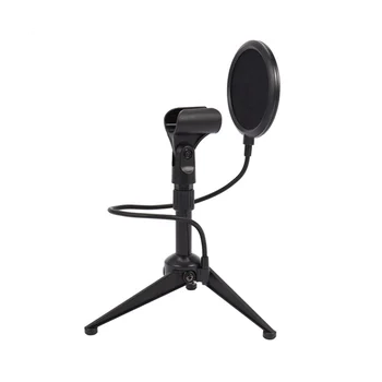 Microfone Choque de Montagem Dupla Malha de Filtro e Adaptador de Rosca de Choque Ajustável de Isolamento de Metal pedestal Tripé