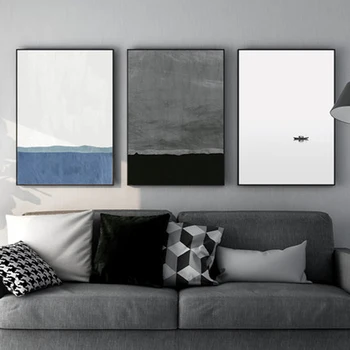 Minimalista Tela de Pintura Abstrato Moderno Vertical de Pôster Arte de Parede Preto e Branco para a Home Design sem moldura