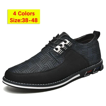 Moda masculina Pano de Sapatos Formal de Couro de Alta Qualidade de cordões de Sapatos de Tamanho Grande 48 Rodada de Negócios Toe Sapatos de Trabalho