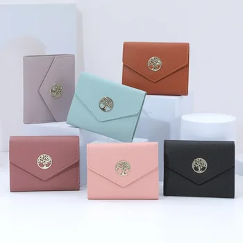 Nova carteira do sexo feminino estudantes do ensino fundamental a curto moda versão coreana do saco de mão sólido correspondência de cor da bolsa criativo